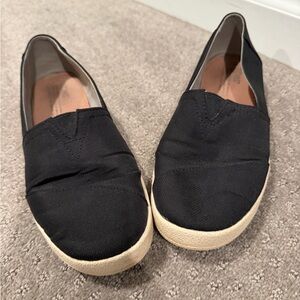 Toms Women’s Black Canvas Slip-On Flats with Cream Soles